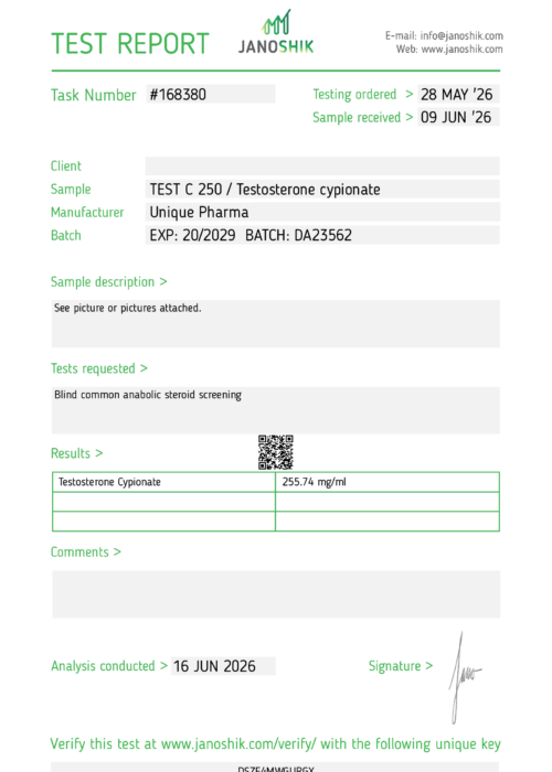 TEST C 250 UNIQUE PHARMA