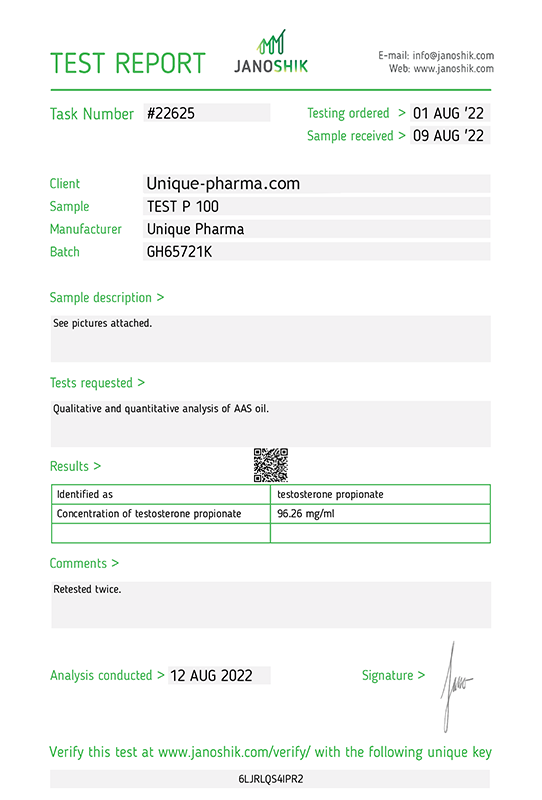 TEST P 100 UNIQUE PHARMA