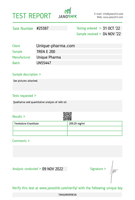 TREN E 200 UNIQUE PHARMA