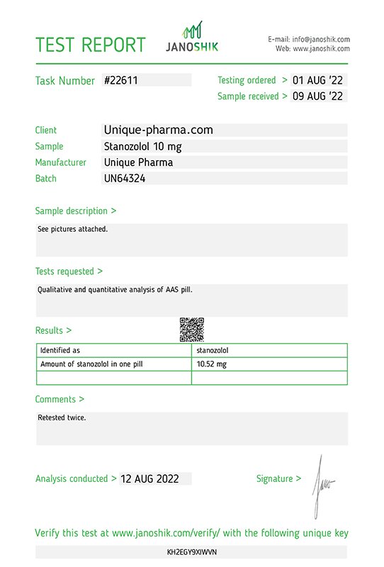 WINSTROL UNIQUE PHARMA (STANOZOLOL)